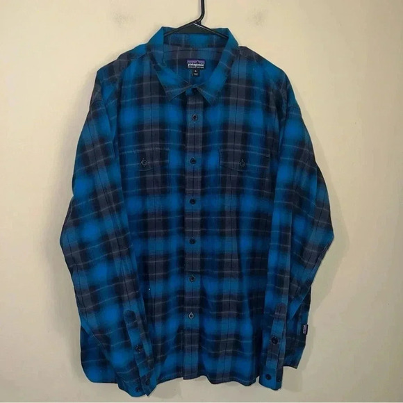 Patagonia Other - PATAGONIA Mens Fjord Flannel Blue Plaid Long Sleeve Organic Cotton Size XL
